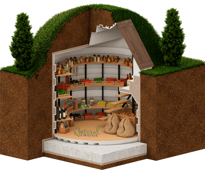 Fertigbausatz Gartenkeller Natural FRIDGE ® Speisekammer, Klimakeller 2,5 m zylindrisch mit schrägem Eingang 2022 Kosten