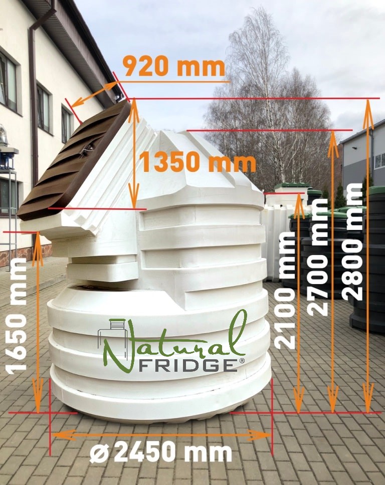 Gartenkeller kaufen Natural FRIDGE ® Speisekammer, Gartenunterstand 2,5 m zylindrisch mit schrägem Eingang Hause in Deutschland. © 2017-2023 BPR-PLASTECH Sp. z o. o. 🍏 Vorschriften Natural Fridge -  Angebot