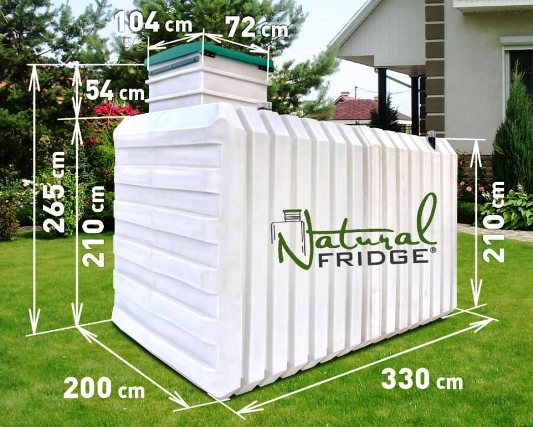 Made of polyethylene, suitable for contact with food. The body is manufactured as one whole, without joints and welds. Thanks to this, the cellar is tight and hermetic. It has a volume of up to Cellar 200x330 Natural Fridge Gross price 9,019 EUR